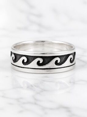 Size 10  Sterling Silver Wave Eternity Band Ring